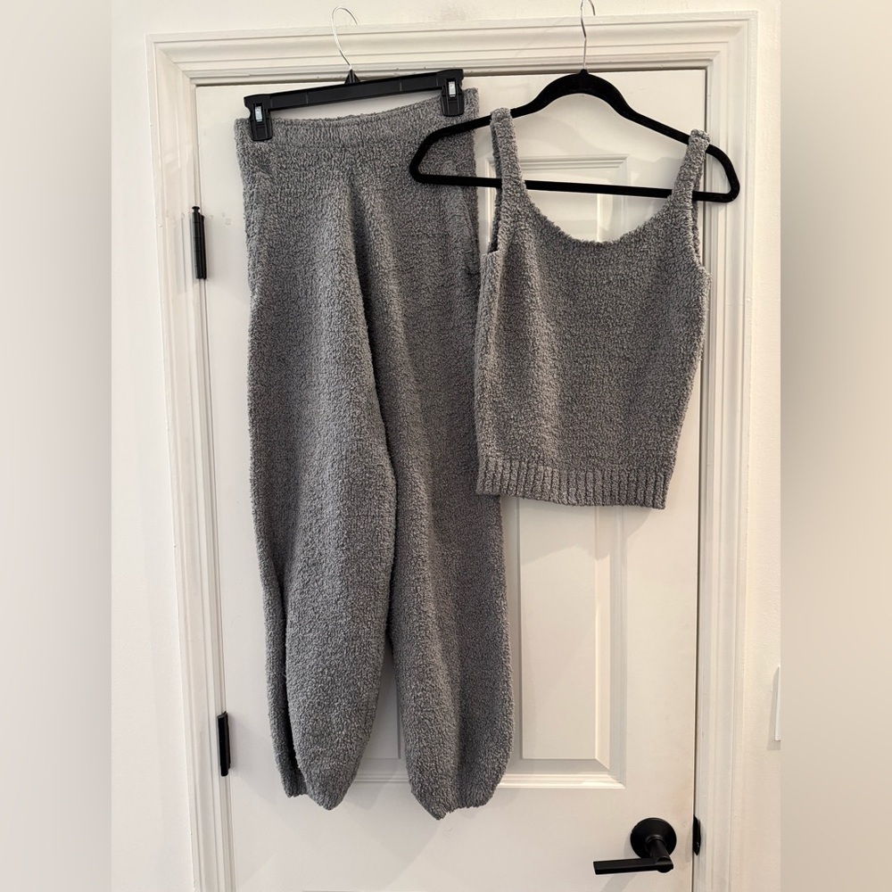Skims Grey Cozy Knit Tank Top and Jogger 2 Piece Set Pants XXS / XS tank S / M